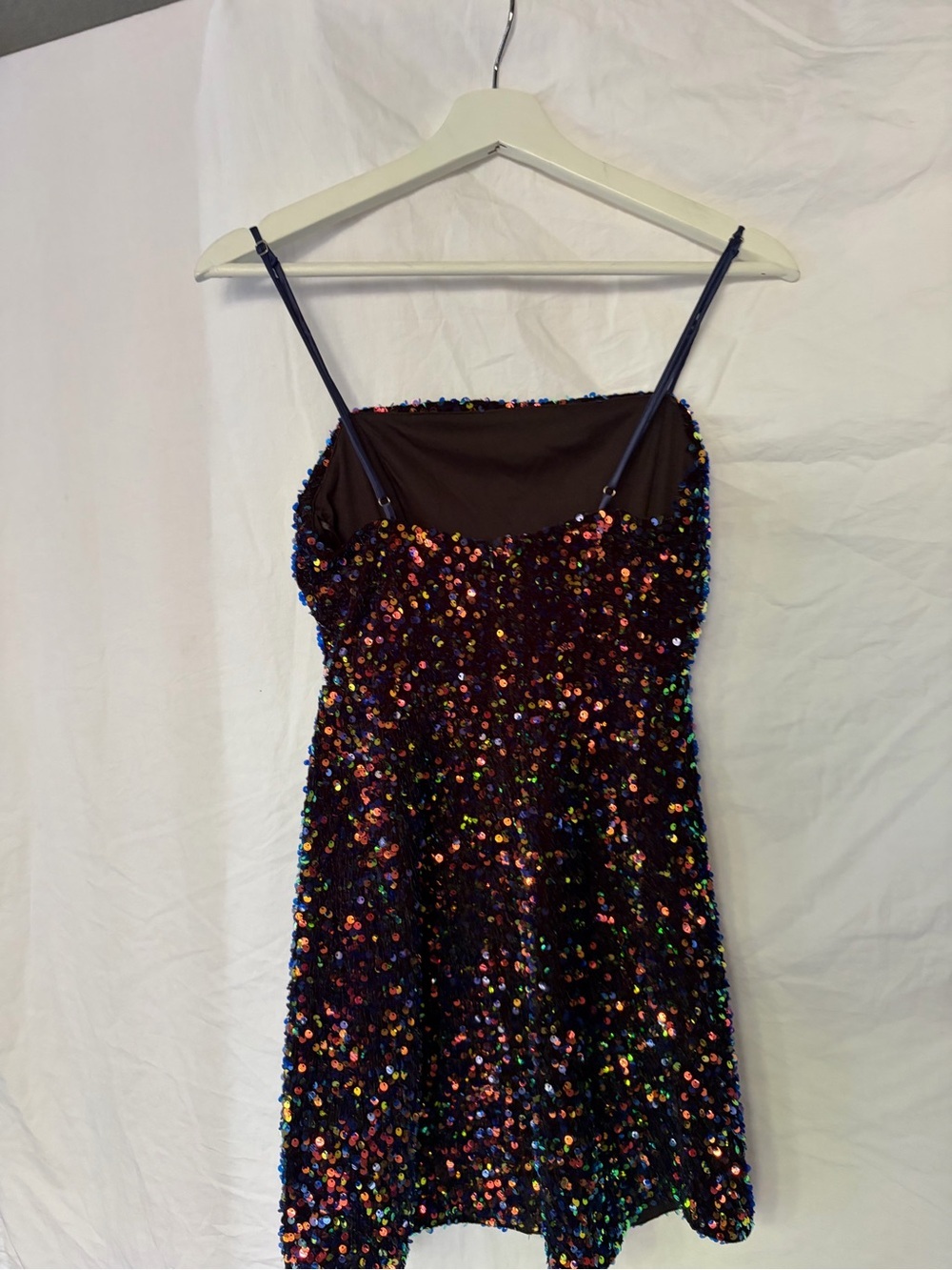 Hello Molly Multi-Color Sequin Mini Dress Sparkly Spaghetti Strap Party Size XS - Picture 9 of 15